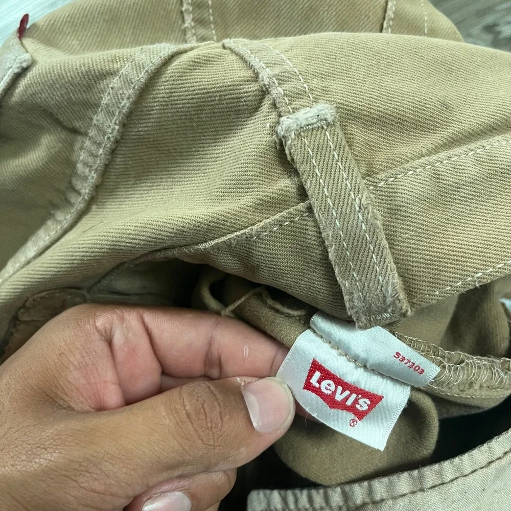 Vintage Levis 501 Original Straight Fit Jeans Tan Khaki Cotton Denim Mens 33x30